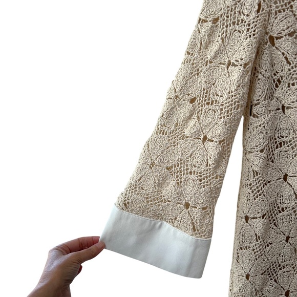 Tuckernuck Crochet Collier Dress S beige white cotton A-line coastal casual mod - Picture 7 of 12